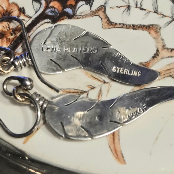 Sterling Silver Native American Signed Earrings - Picture 3 of 4